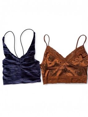 Urban Outfitters Women’s Cropped Cami Top Bundle 2-Piece XS Brown and Blue